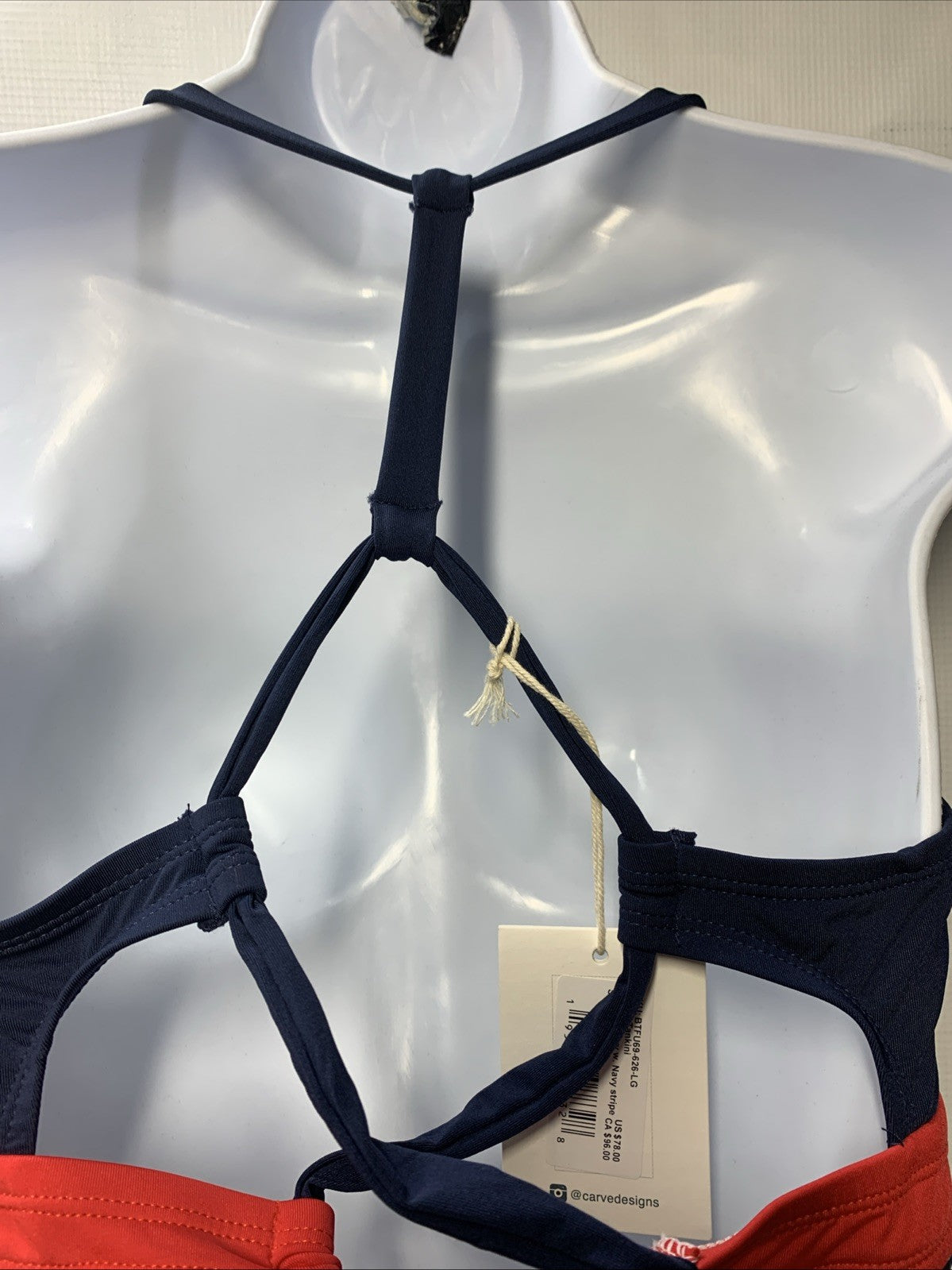 Carve Designs Stinson Womens Tankini Nylon Stretch Pullover Large Red White Blue