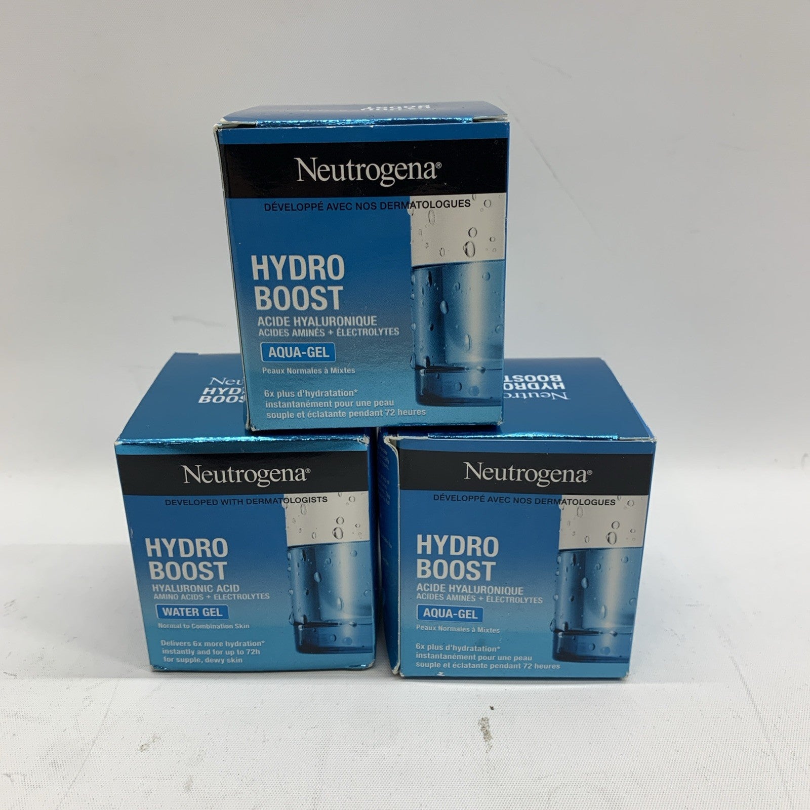 Neutrogena HydroBoost Hyaluronic Acid Hydrating Water Gel for Dry Skin Lot of 3