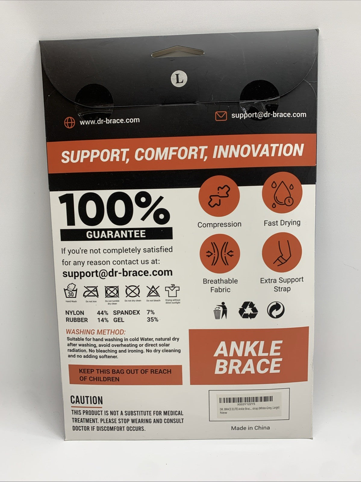 Dr. Brace Padded Ankle Brace Support Large Breathable with Additional Strap