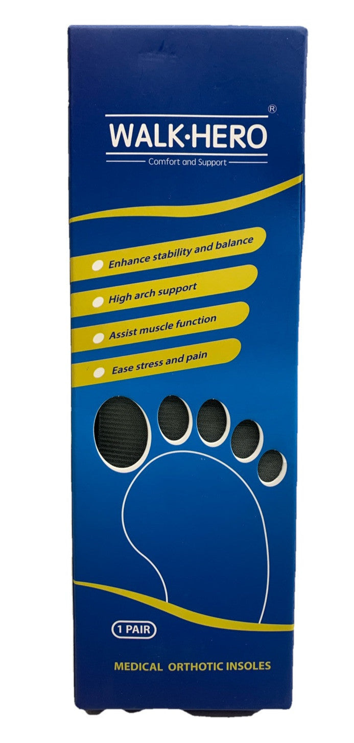 Walk Hero Medical Orthotic Insoles High Arch Support Size M 6-6.5 / F 8-8.5