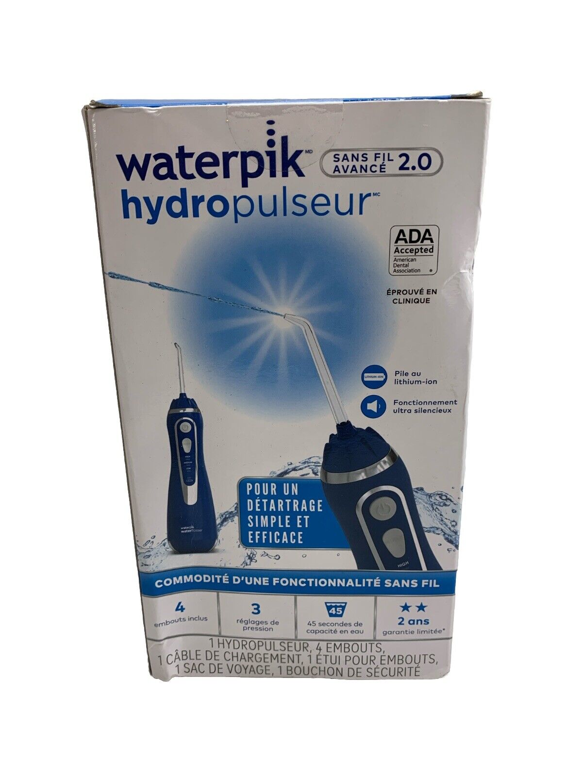 Waterpik Cordless Advanced 2.0 Water Flosser WP-583CD Ultra Quiet Lithium-ion
