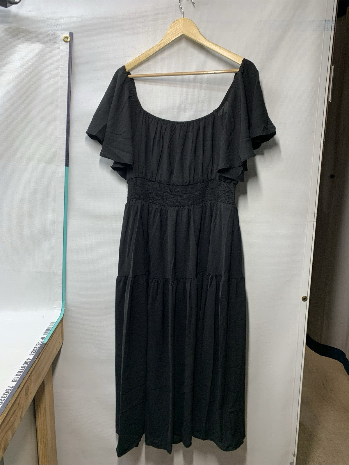 GRACE KARIN Women's Summer Dress Short Sleeve Square Neck Smocked Black Size XL