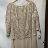 Alex Evenings Women's Tea Length Embroidered Bodice 3/4 Sleeve Size 18W Taupe