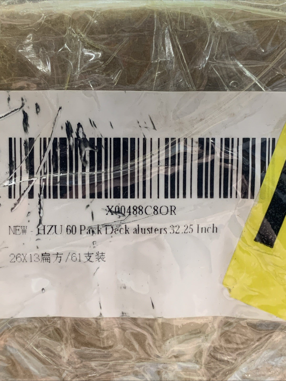 60 Pack Deck Balusters with End Caps&Screws 32.25 Inch Rectangle Staircase Balus