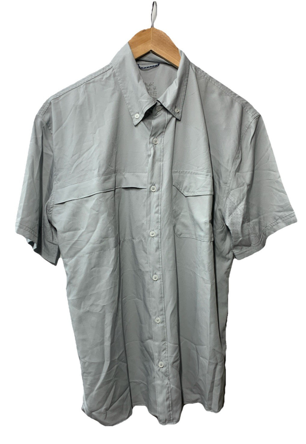 Huk Tide Point Short Sleeve Men's Button-Down Shirt Size M Collared Harbor Mist