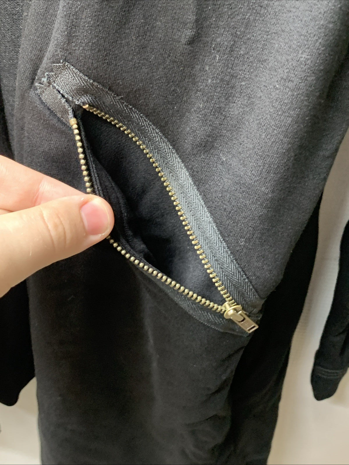 Michael Stars Women’s Faux Leather Patchwork Open Front Cardigan LG Long Sleeve