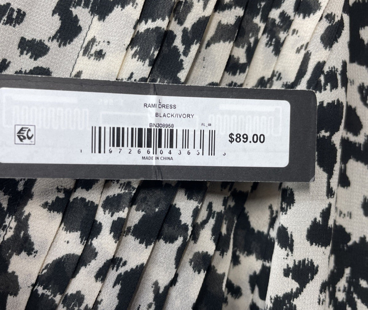 Steve Madden Apparel Women's Rami Dress Size L Long Sleeve V-neck Black/Ivory