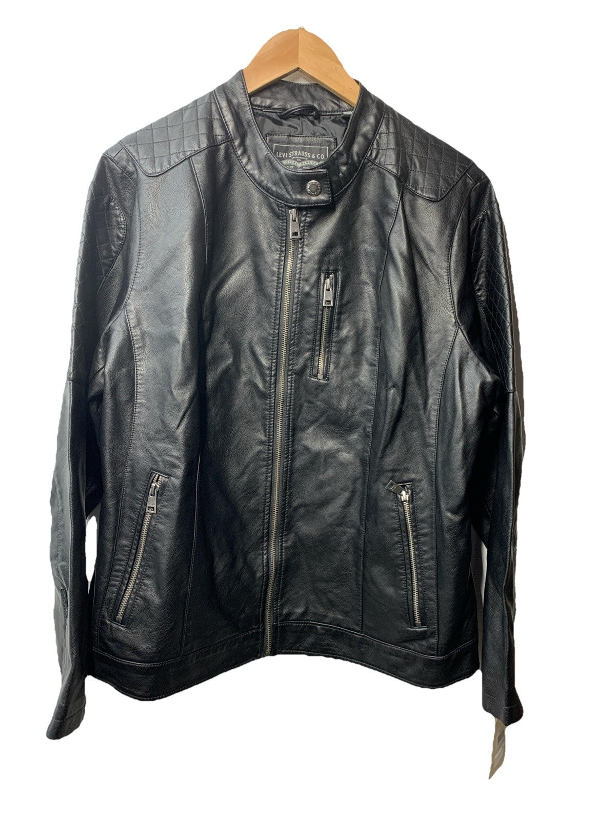 Levi's Women's Faux Leather Motocross Racer Jacket Standard Black Size 1X