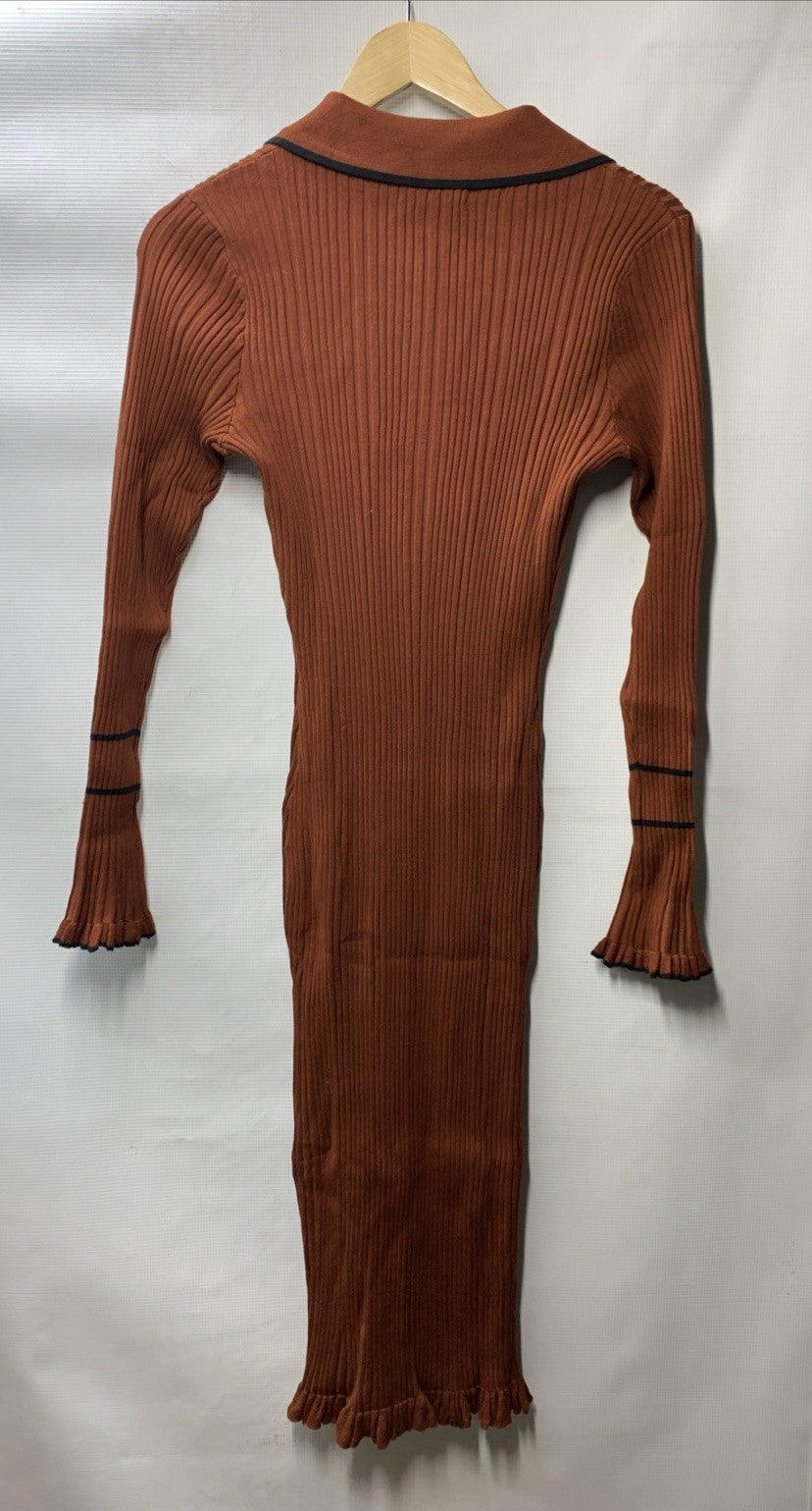 GRACE KARIN Women's Long Sleeve Sweater Dress Slim Fit V Neck Dress Size Large