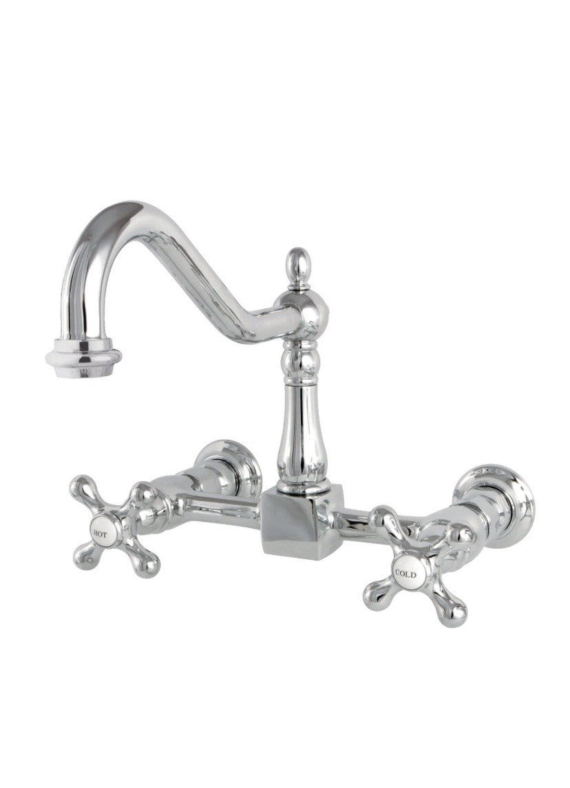 Kingston Brass KS1241AX Heritage Wall Mount Bridge Kitchen Faucet Polished Chro