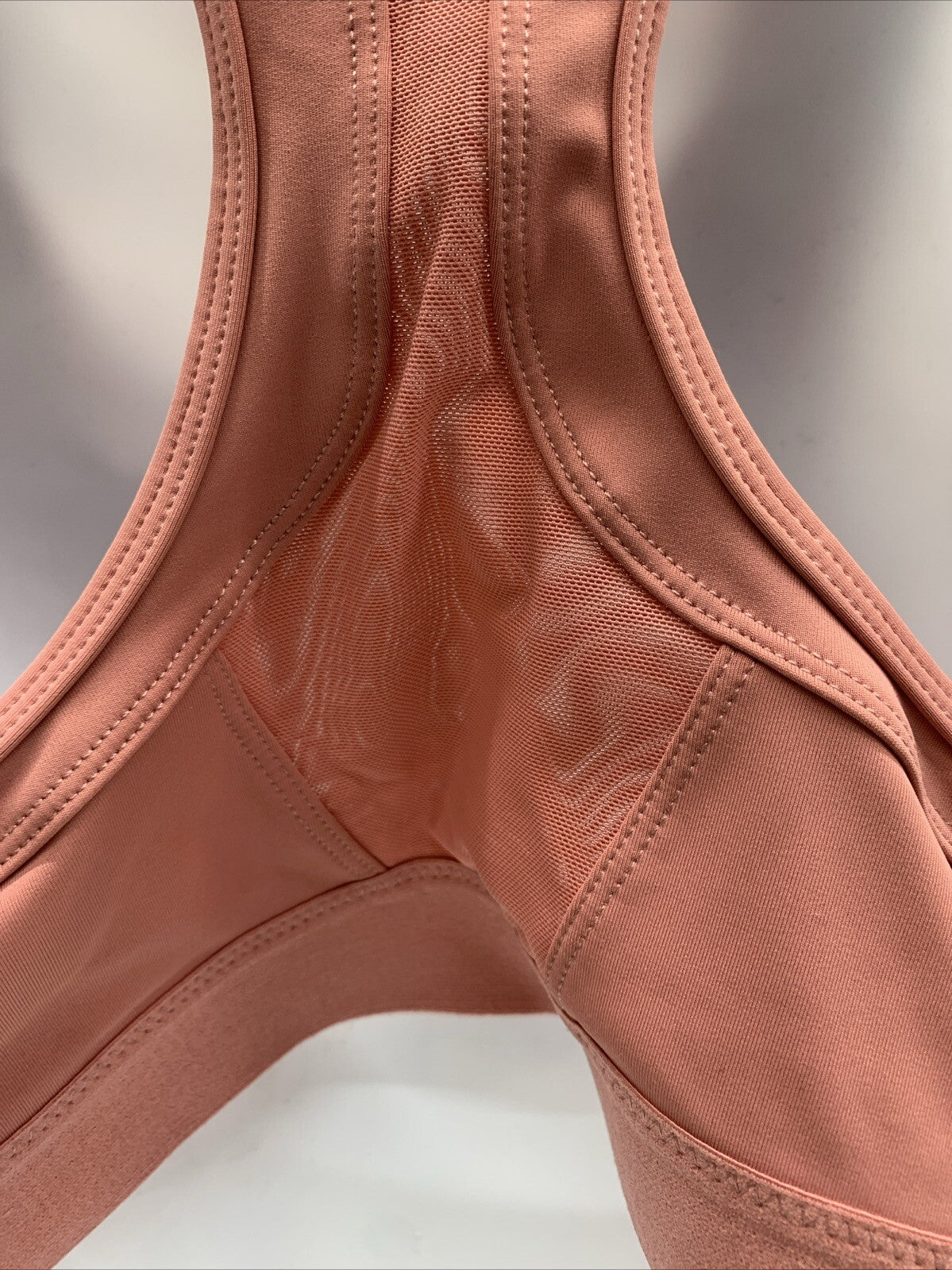 Yvette Sports Bra L/XL Rose Wireless Racerback Zip Front High Impact Activewear