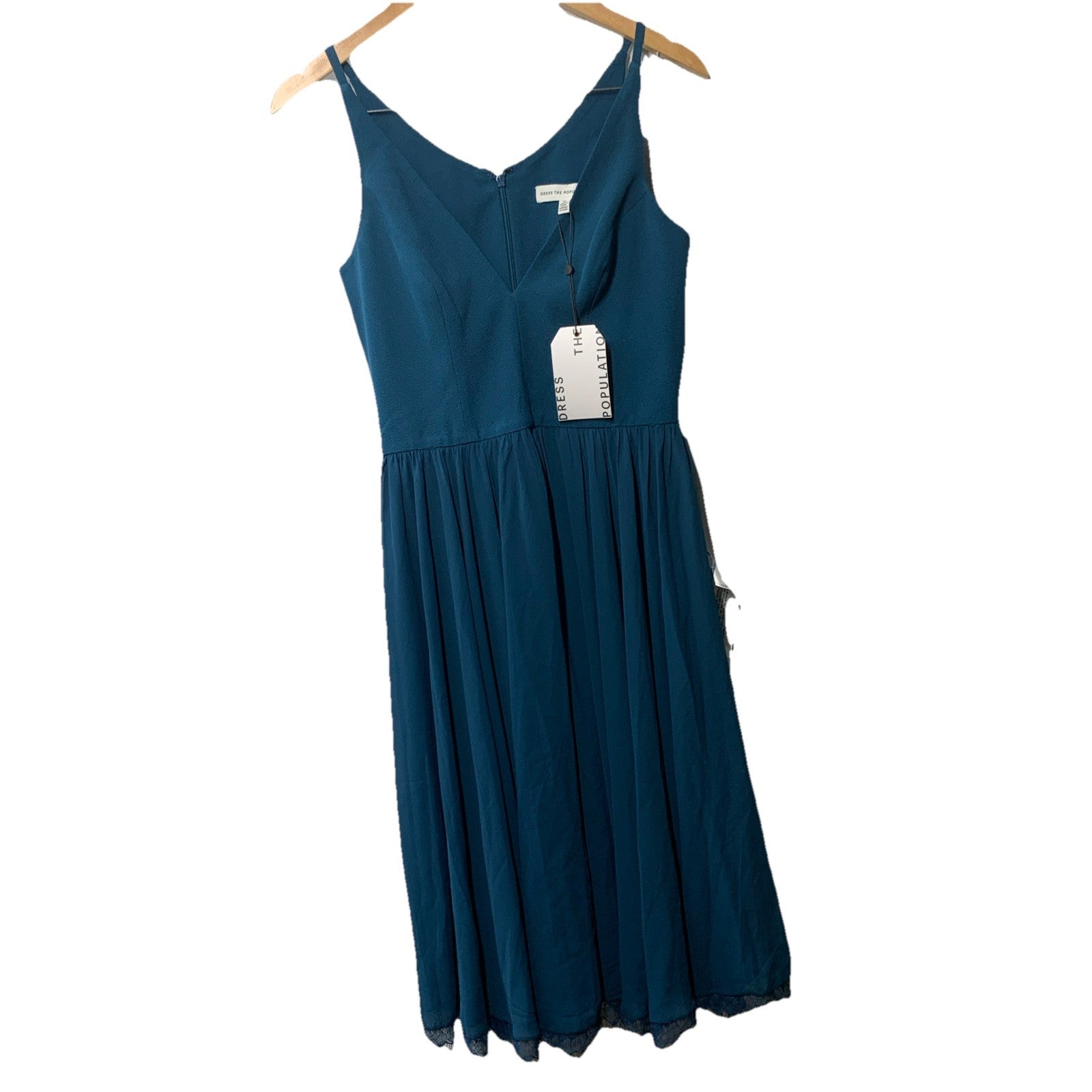 Dress the Population Alicia Plunging Fit and Flare Dress Mixed Media Medium