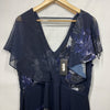 City Chic Plus Size Navy Floral Chiffon Romantic Ruffle Maxi Dress Size 18 V-nec