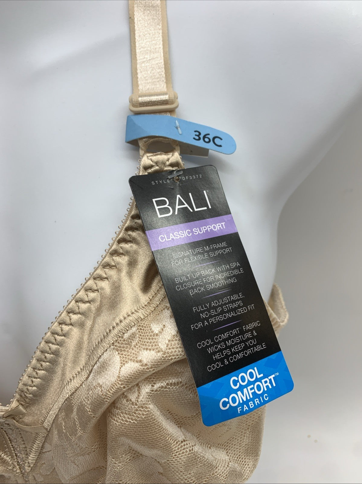 Bali Bra Womens 36C Beige Wireless Classic Support DF3372 Cool Comfort Fabric