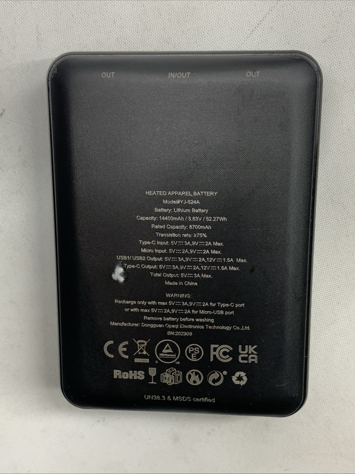 Mens Heated Jacket with Detachable Hood Waterproof Winter Outdoor Size 3XL Black