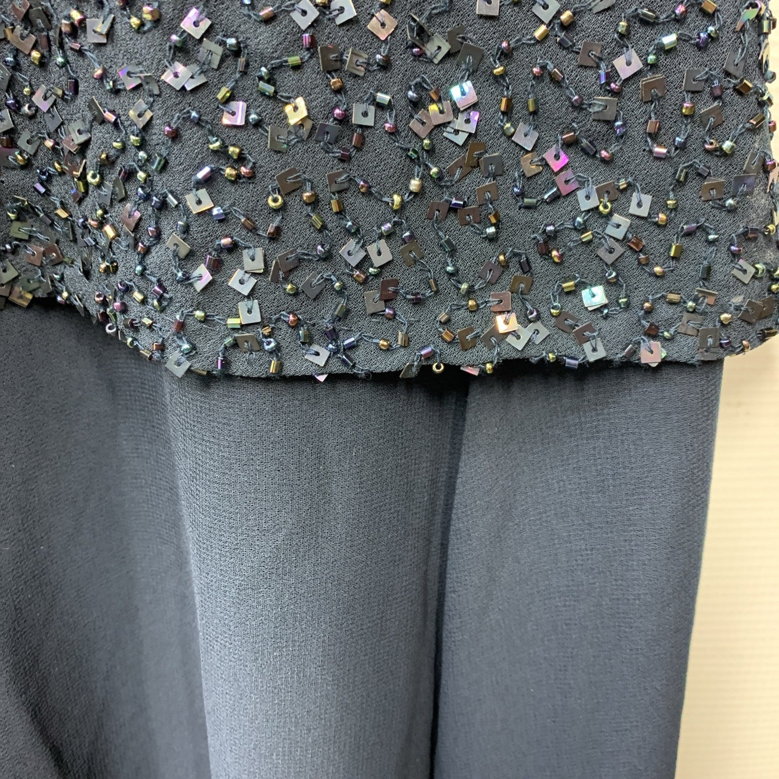 J Kara Women's Size 10 Flutter-Sleeve Embellished Popover Dress Navy (669) 3417N