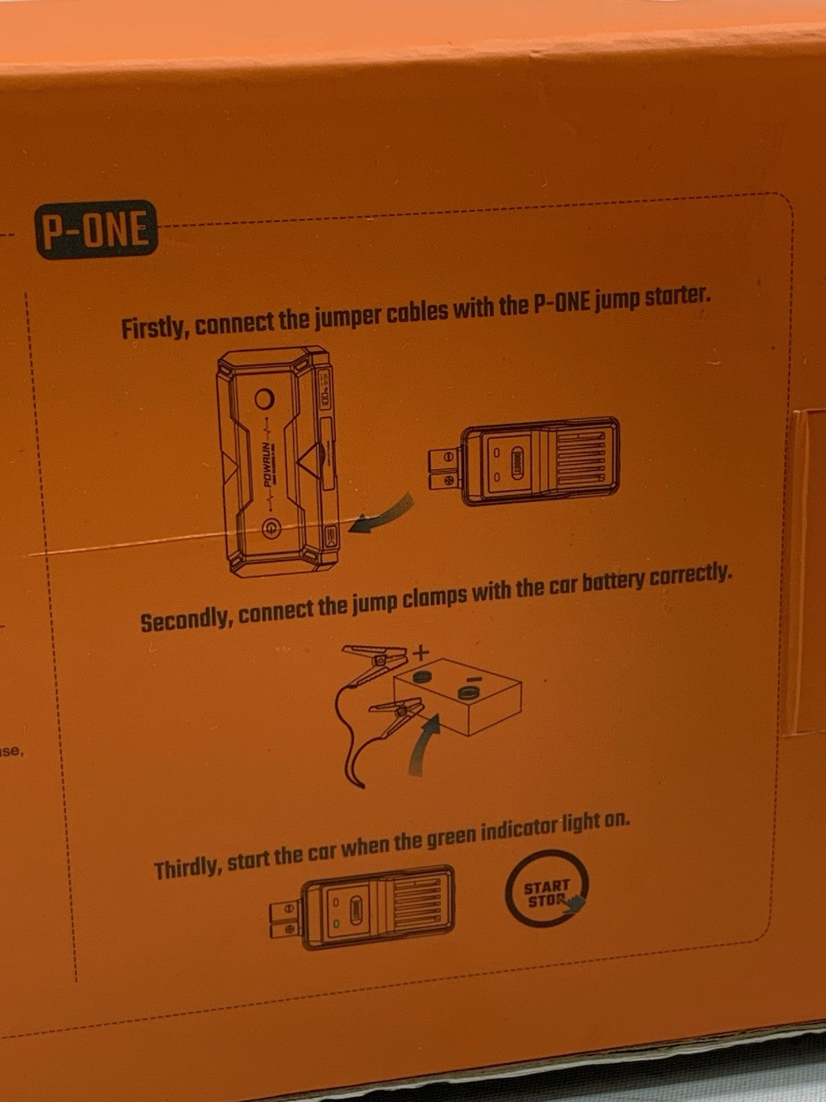 Powerun P-One 2000A Portable 12V Car Battery Jump Starter W/Device Charging Port