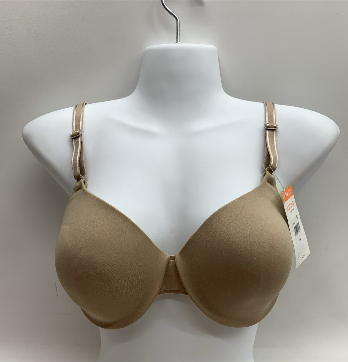Women’s toasted almond T-shirt bra with cushioned underwire, lightly lined, in size 38B, from The Family Flips.
