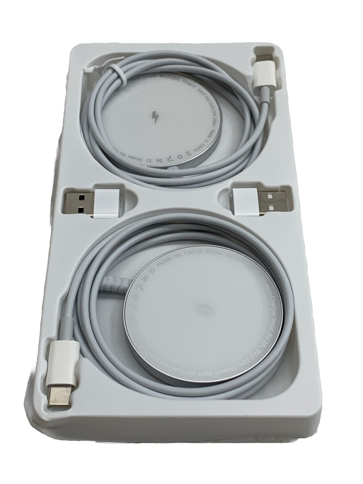 2 Pack Magnetic Fast Wireless Charger CW120 Intelligent Magnetic Alignment White