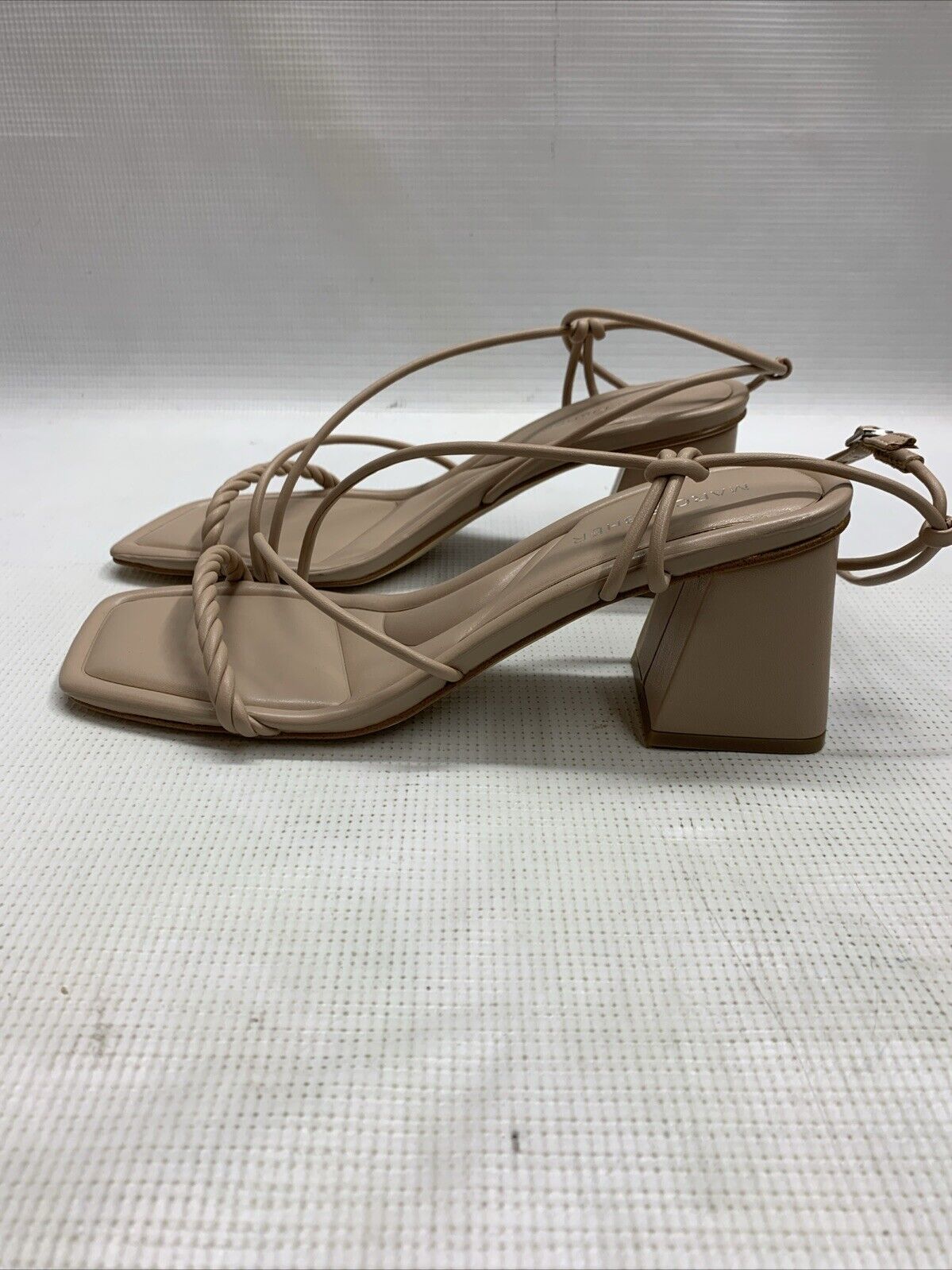 Marc Fisher Women's Meggiane Heeled Sandal Size 8M Lite Latte 110 Buckle Closure