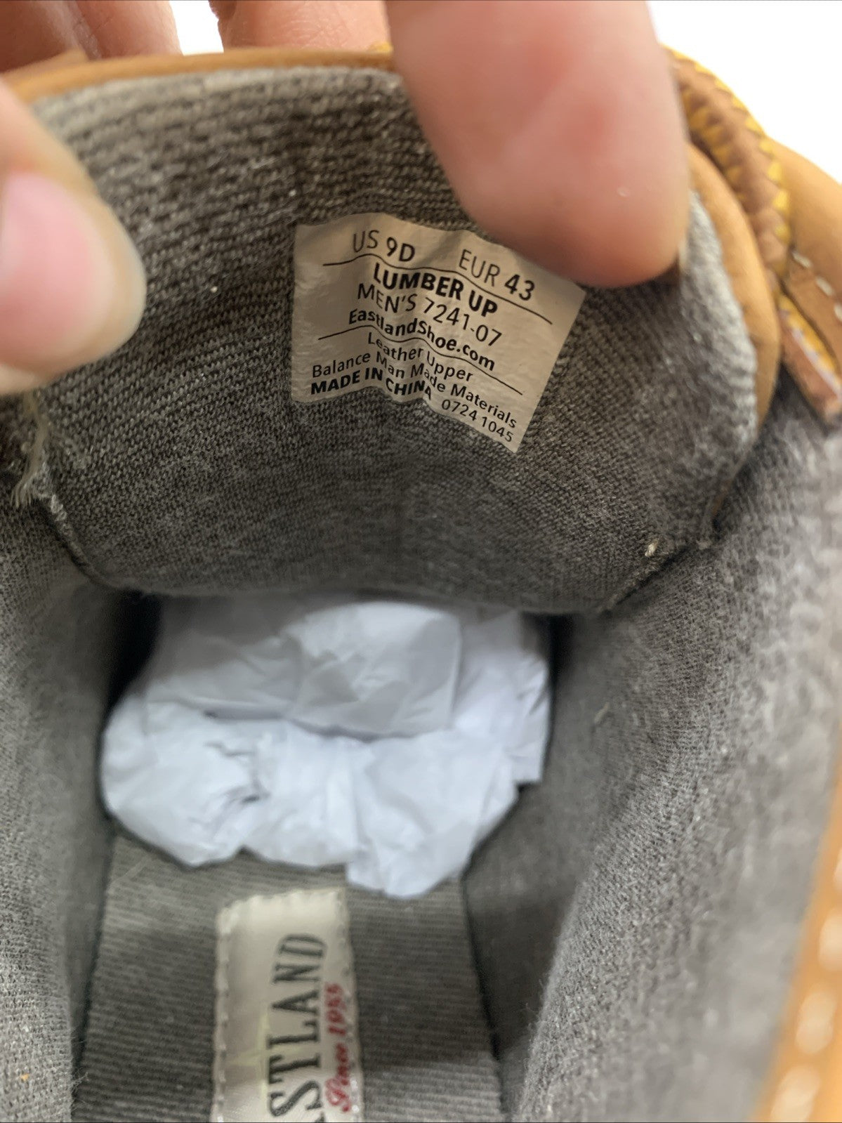 Eastland 1955 Edition Lumber Up Peanut Leather Boots 7241-07D Size 9 Lace-up