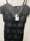 Dress the Population Black/Sliver Sequin Fringe Party Flapper 20s Dress Size XXL