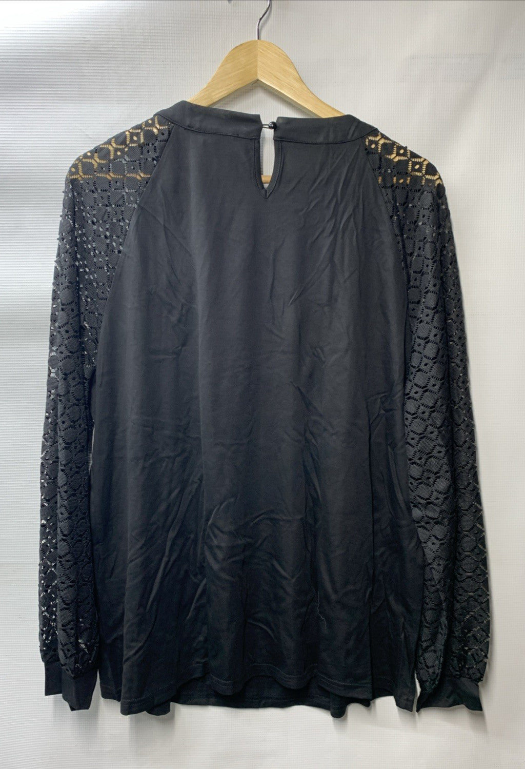 Hanna Nikole Womens Long Sleeve Shirts Lace Top Size 20W Black Casual Work Shirt