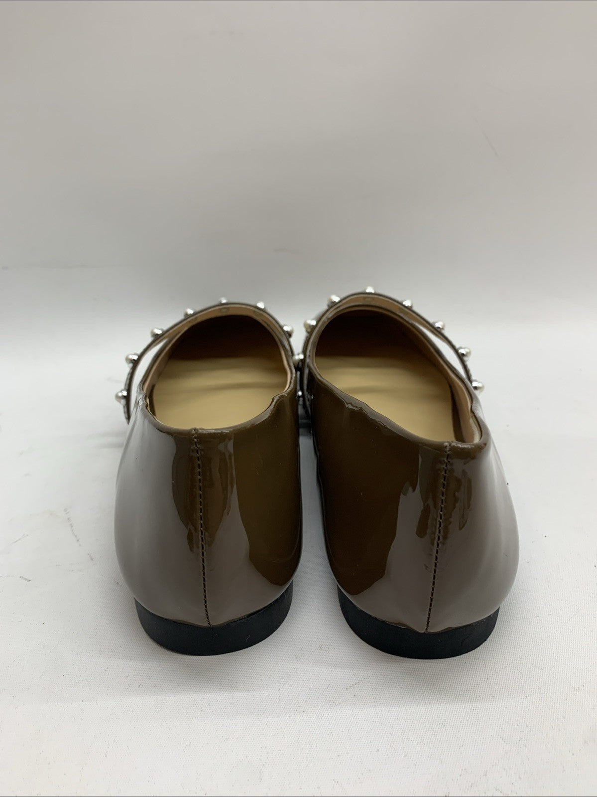 C.Paravano Mary Jane Women's Ballet Flats Brown Square Toe Pearl Strap Size 9.5