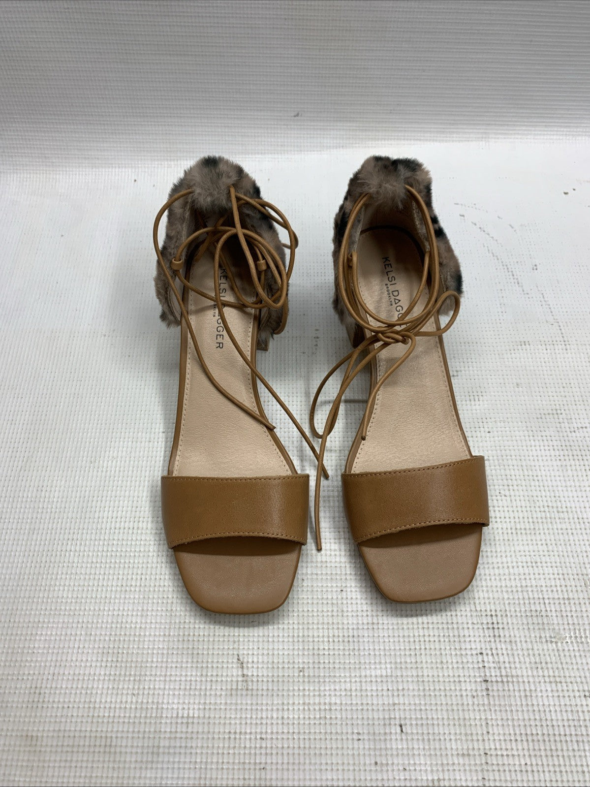 Kelsi Dagger Brooklyn Women's Sam Heeled Sandal Size 7 Brown Open Toe Faux Fur