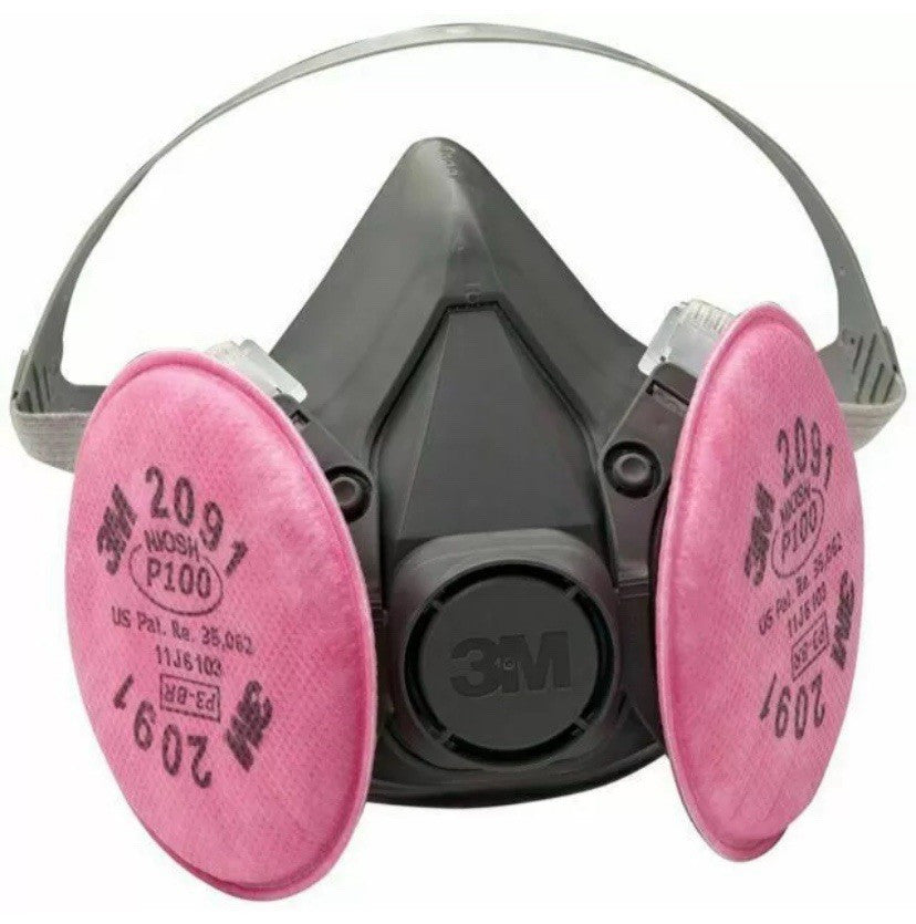 6291 3M Half Facepiece 6200 Respirator Assembly Kit & P100 Filter Pair Size Med