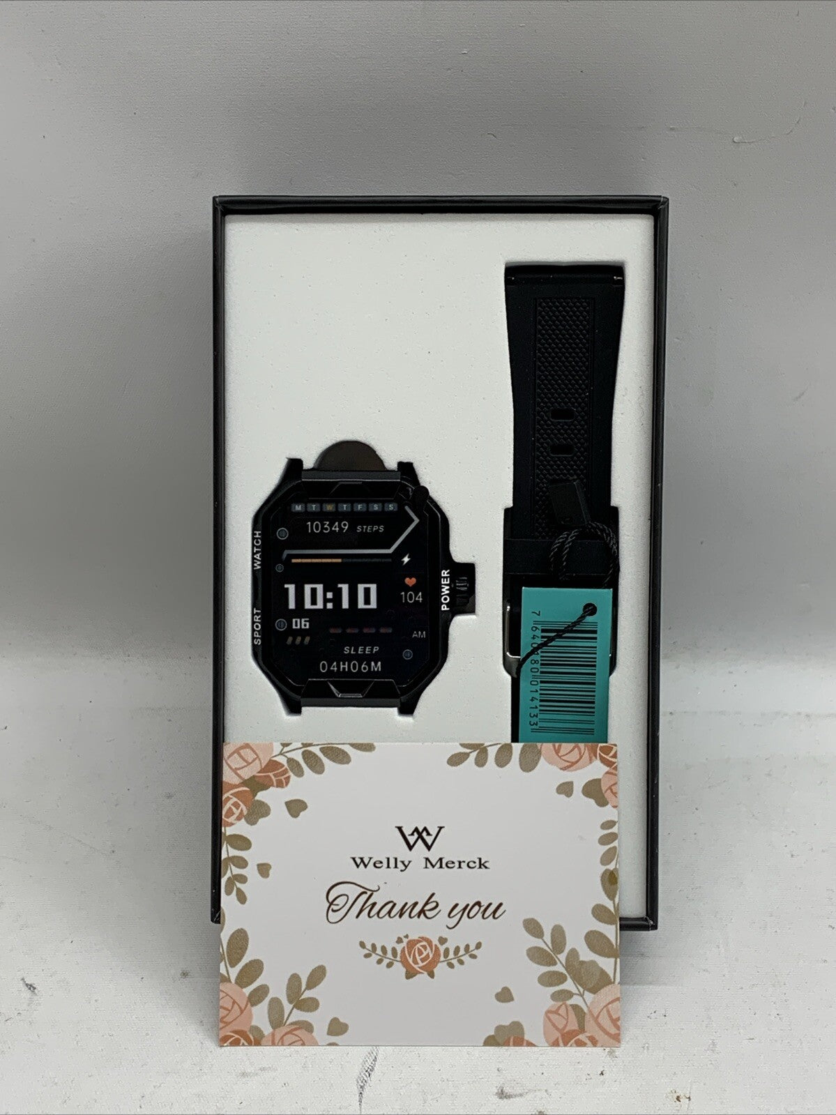 Welly Merck Smart Watch Black Touch Screen Fitness Tracker Pedometer Monitor