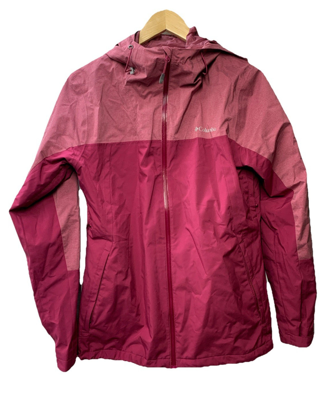 Columbia Women's W Valley Elite Stretch Waterproof Rain Hooded Size M, Magenta