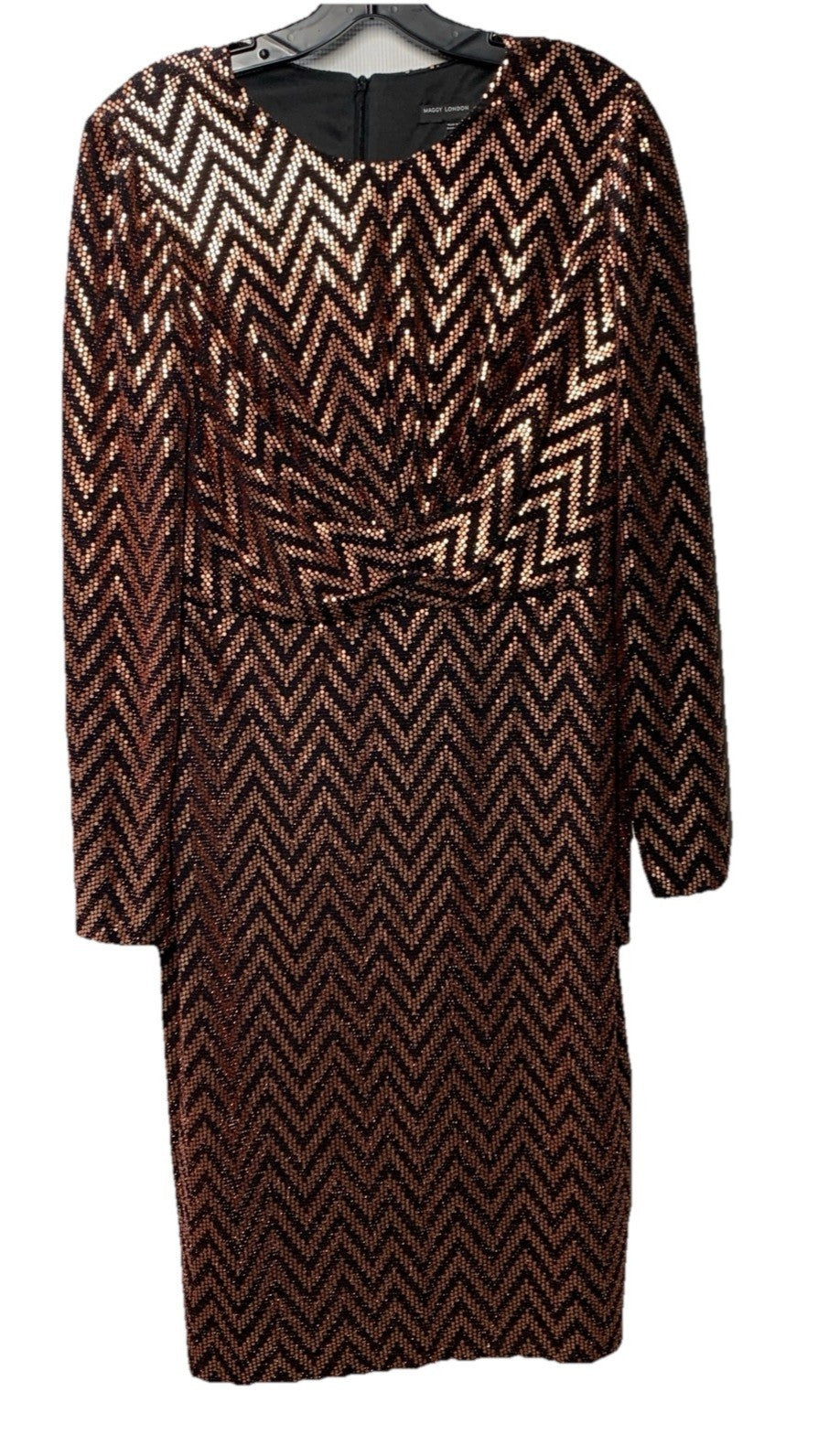 Maggy London Midi Dress Holiday Occasion Party Formal Night Long Sleeve Size 6