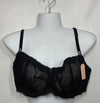 DOBREVA Women's Sexy Lace Bra Underwire Balconette Unlined Demi Sheer Black 42D