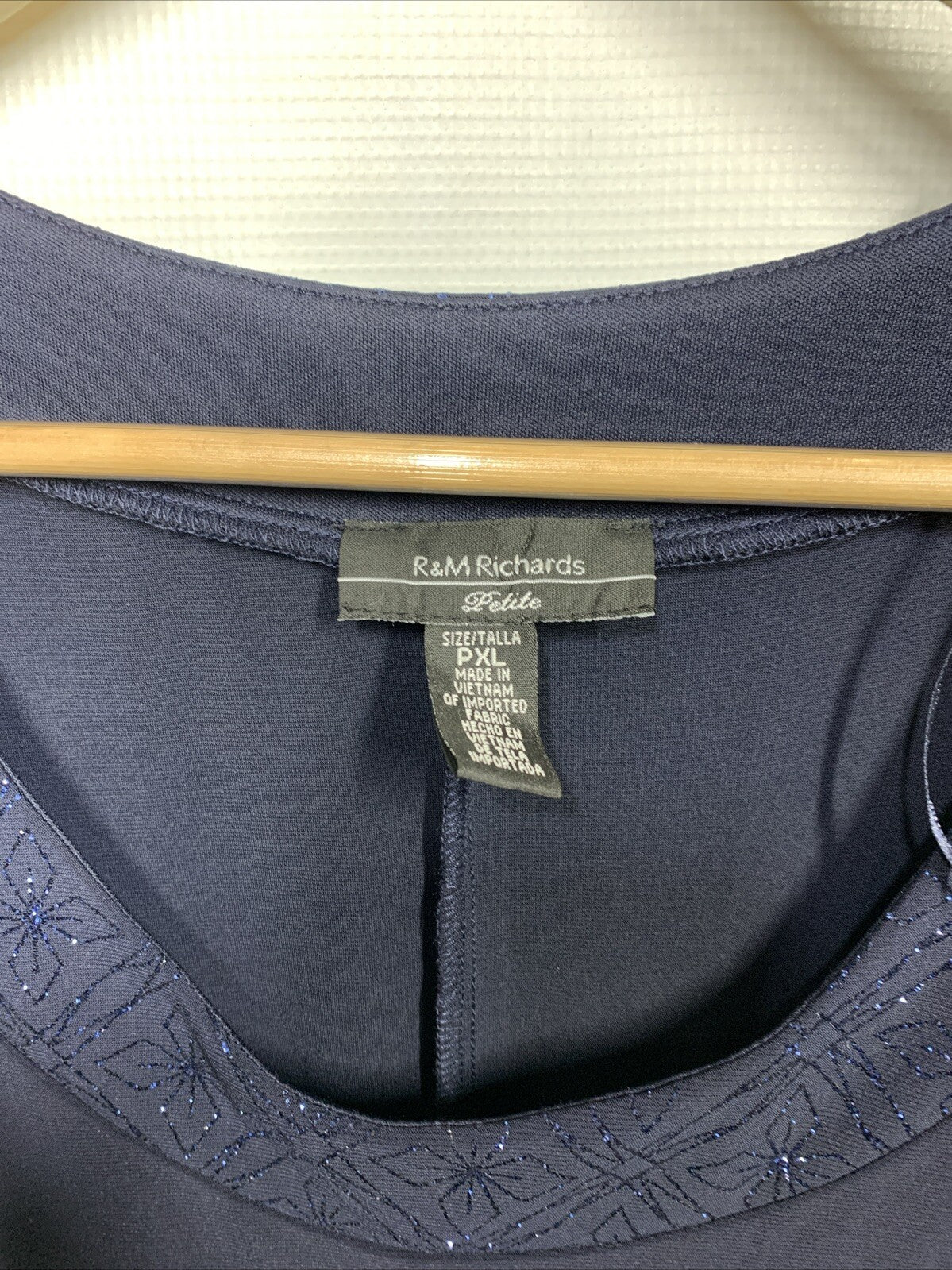 R&M Richards Short Mother of The Bride Formal Dress Size PXL Navy 8271P 2 Piece