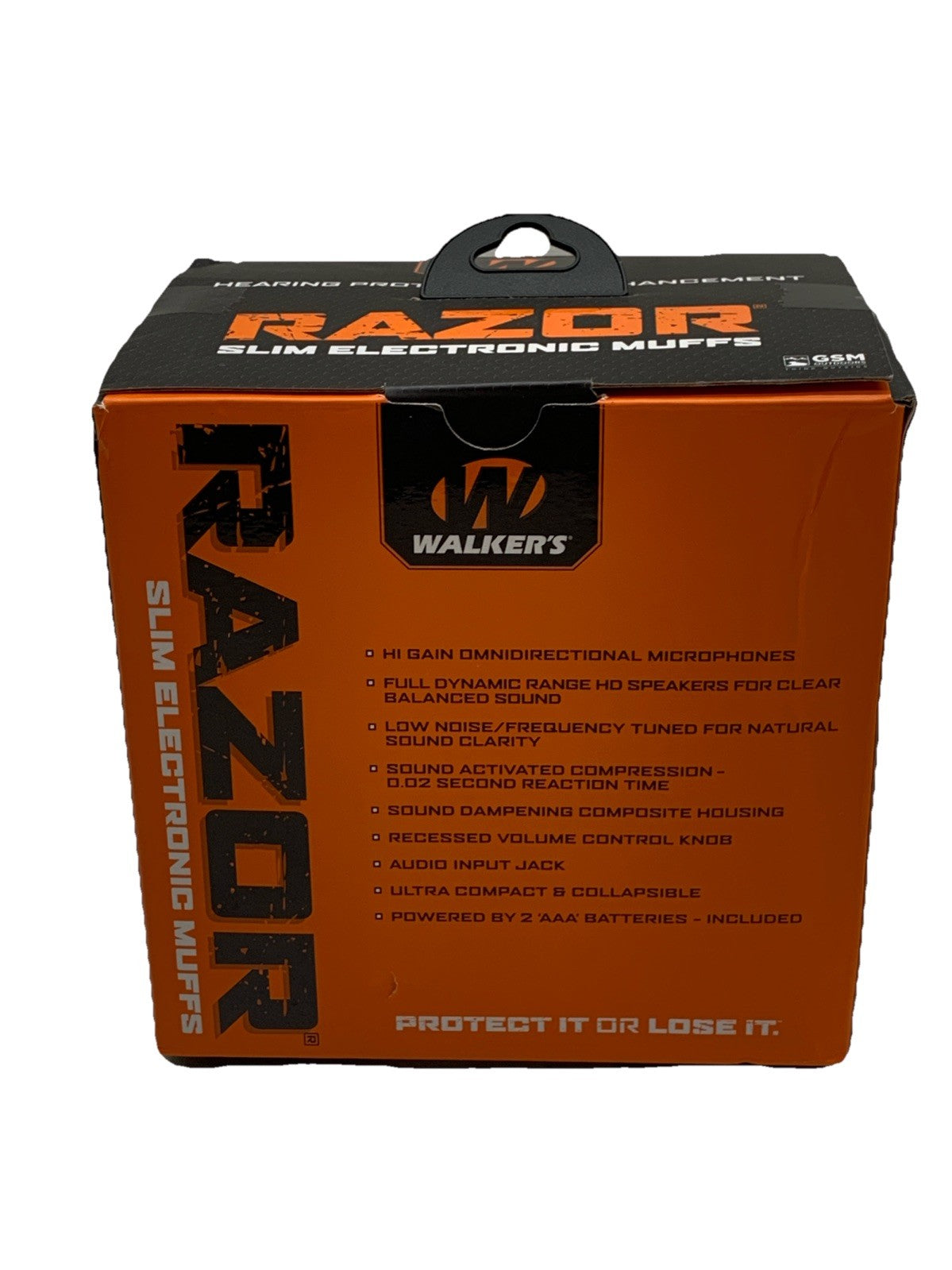 Walker's Game Ear Razor Slim Hearing Electronic Orange Earmuff - GWP-RSEM-BLZ