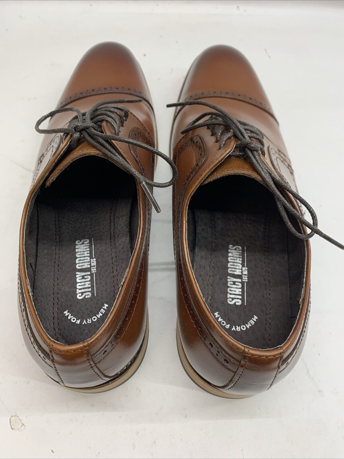 Stacy Adams 25066-221 Men's Brown Cognac Cap Toe Oxford Dress Shoes Size 9.5W