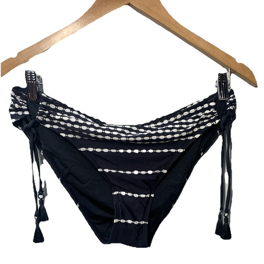 La Blanca Women's Side Tie Hipster Bikini Bottom Black/White Underwear Size 10