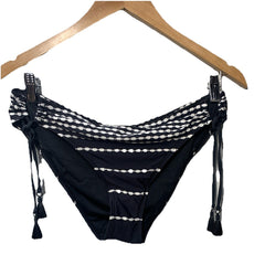 La Blanca Women's Side Tie Hipster Bikini Bottom Black/White Underwear Size 10