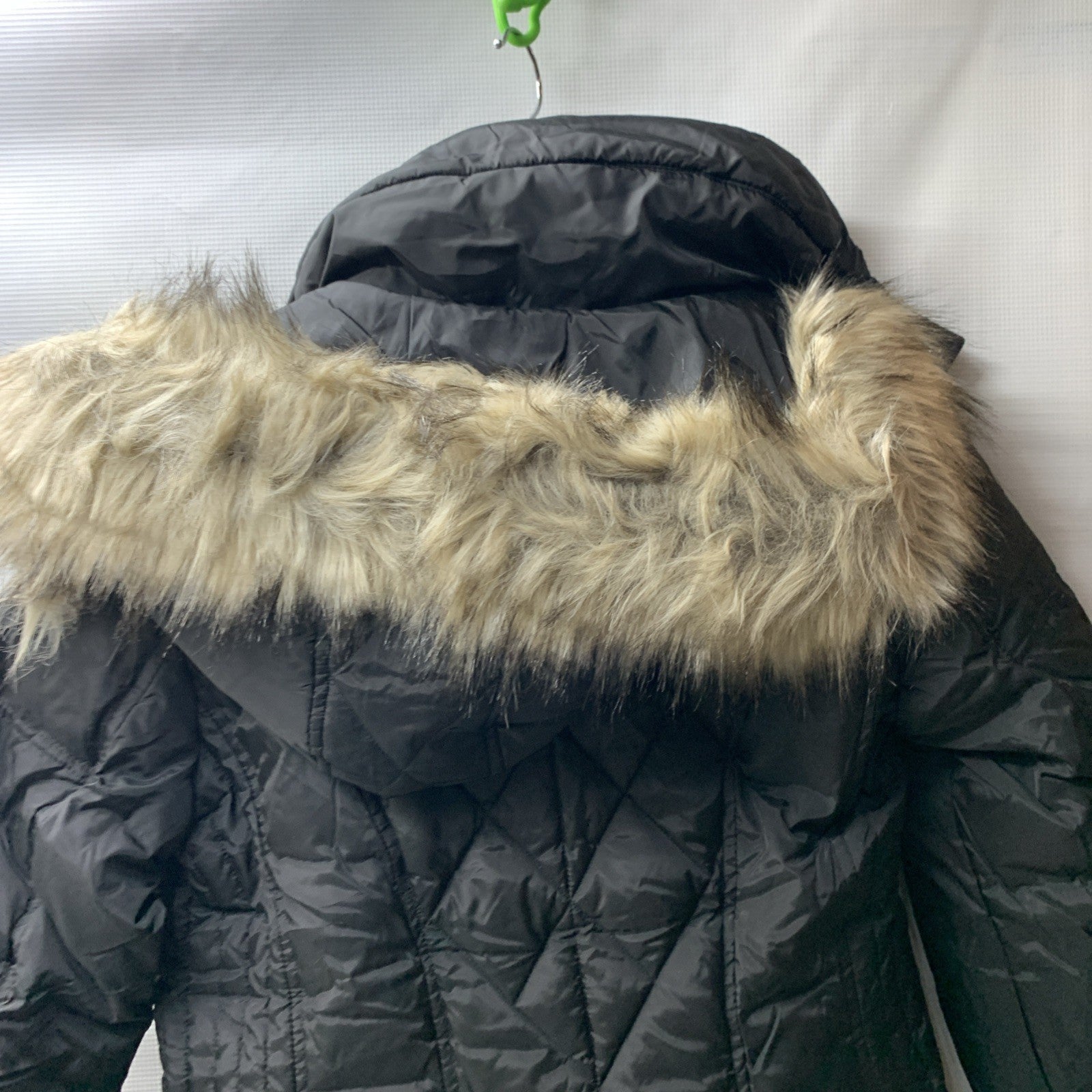 London Fog Hooded Down Puffer Jacket Coat Black Sz Small Long Sleeve L820627L93