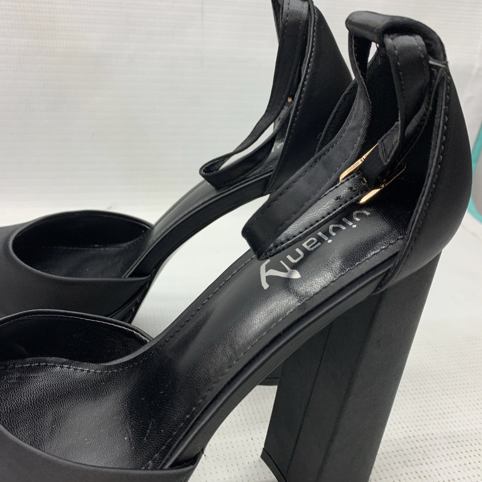 Vivianly Womens Platform Ankle Strap Sandals Chunky Block High Heels Black Sz 8