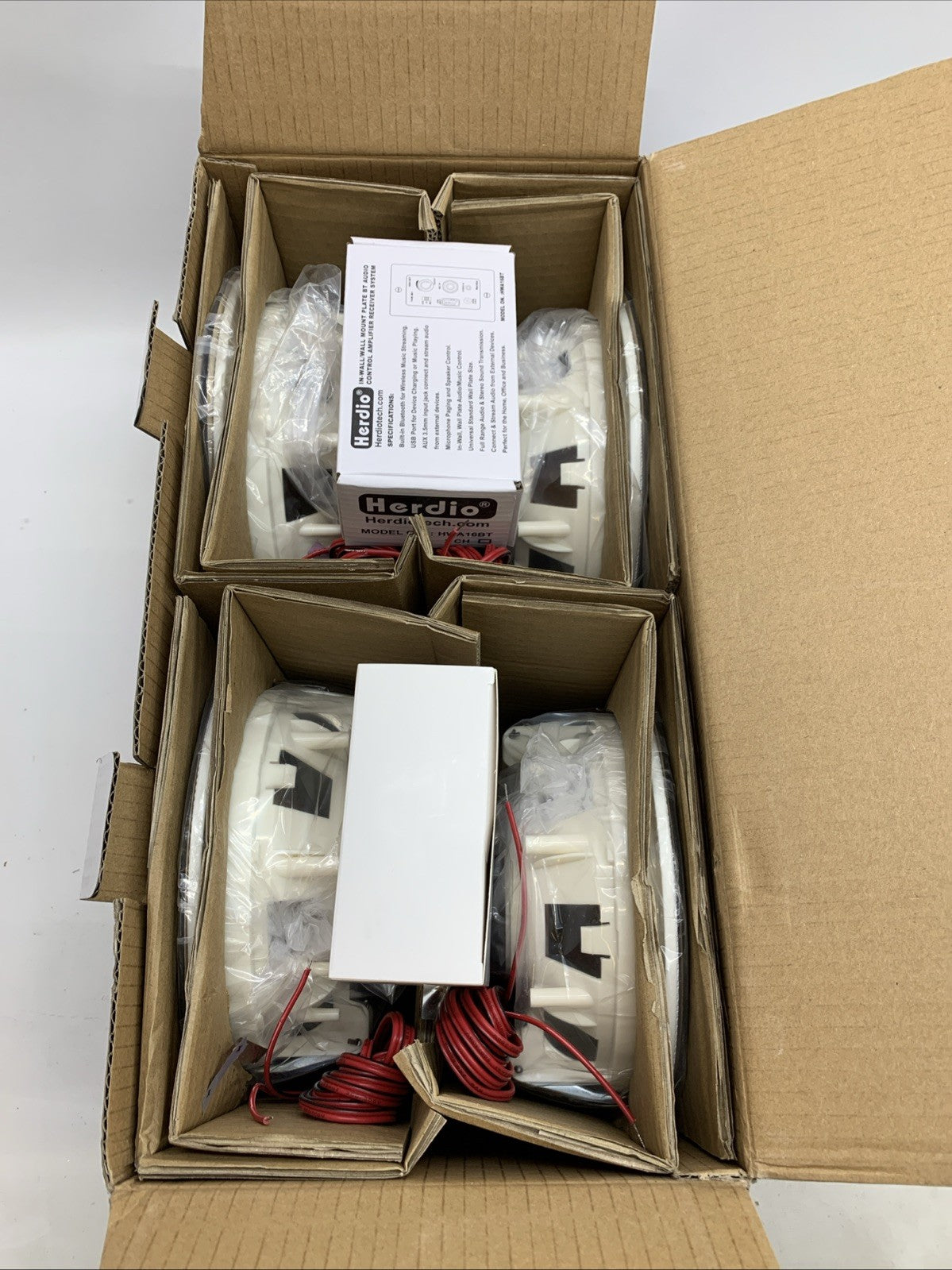 Herdio 6.5'' Bluetooth Ceiling Speakers 600W USB In Wall Amplifier Receiver 4pk