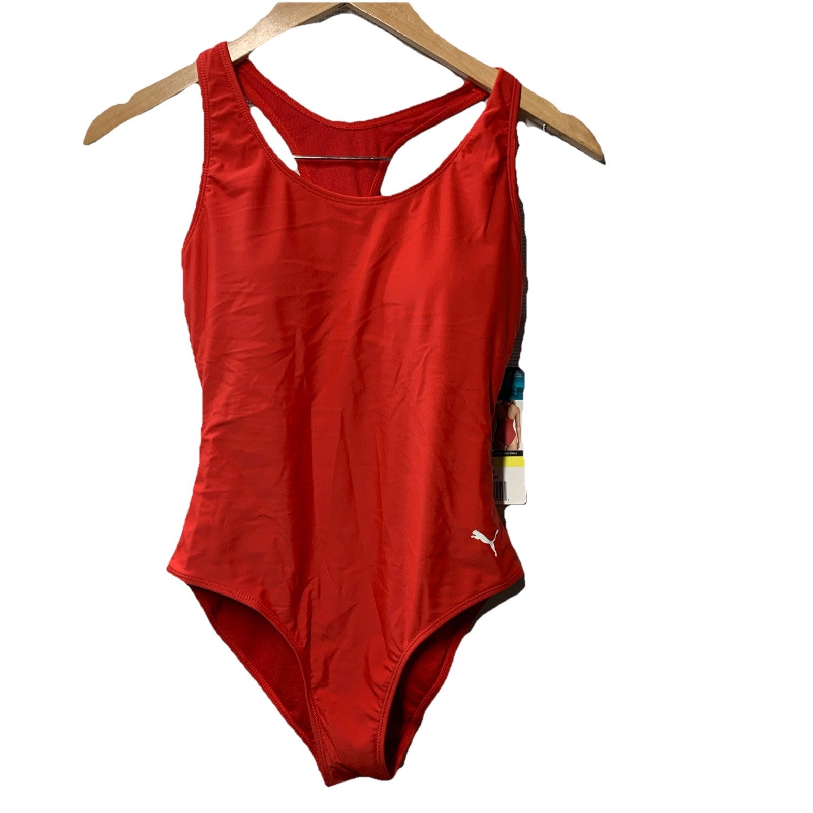 Puma Women’s One Piece Swimsuit Bathing Suit Red Swimwear 1903621 Size Small