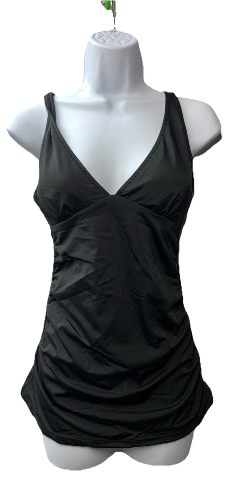 Amazon Essentials Tankini Swim Top Swimsuit Swimwear Costume Size S Black UPF50+
