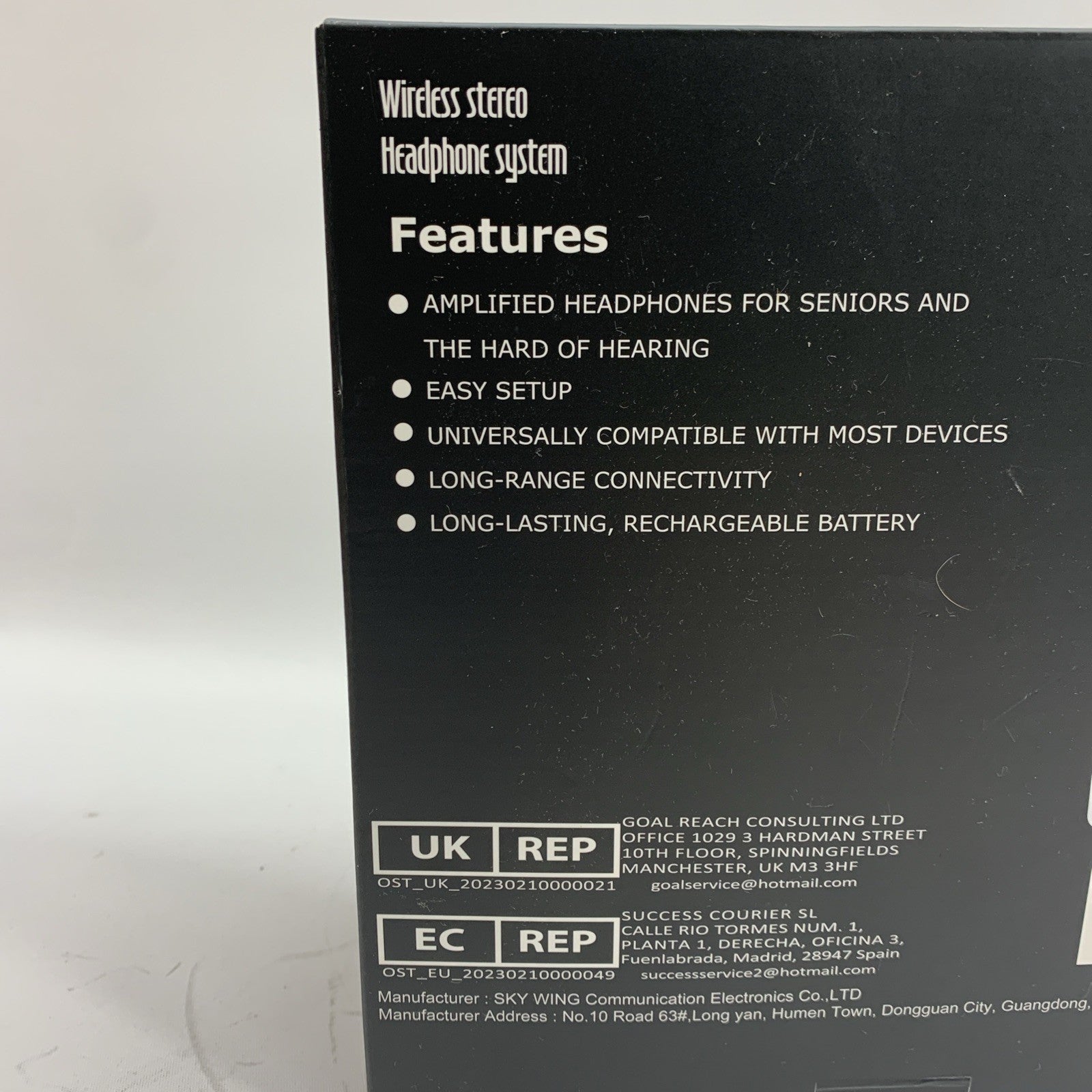 Wireless Headphones Black 4 TV Watching TV with Low Latency & Transmitter Base