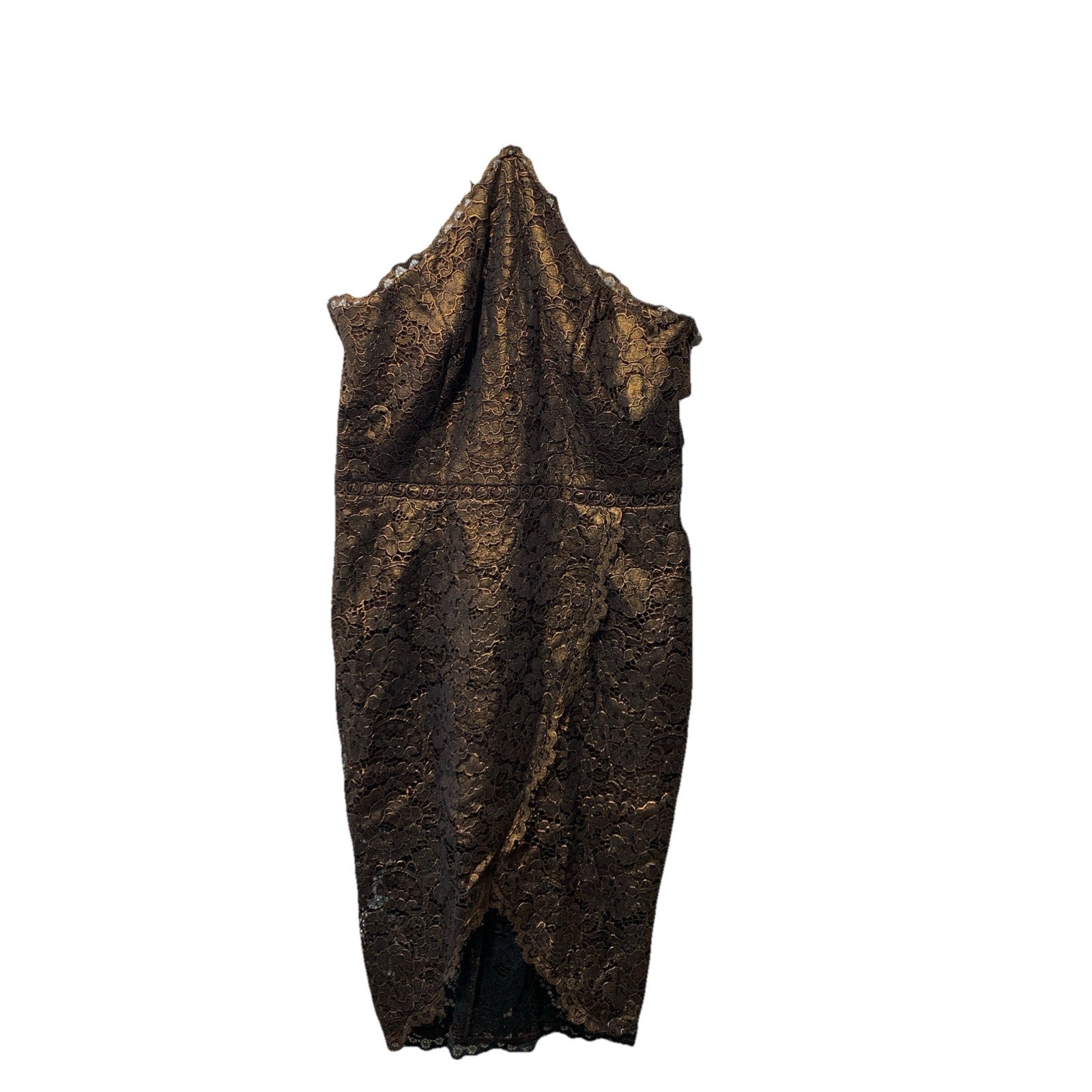 Adrianna Papell Size 18 Bronze Foil Lace Sheath Party Cocktail Dress Sleeveless
