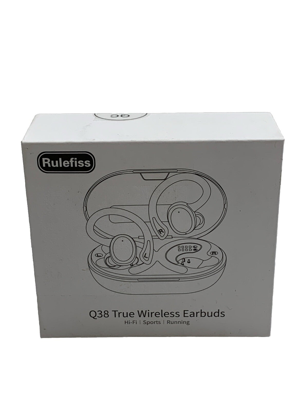 Rulefiss Q38 Black True Wireless Ear Hook Active Noise Cancelling Earbuds Black