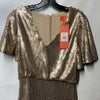 MONIQUE LHUILLIER ML Gold Sequin Embellished Flounce Dress Size 2 Short Sleeve