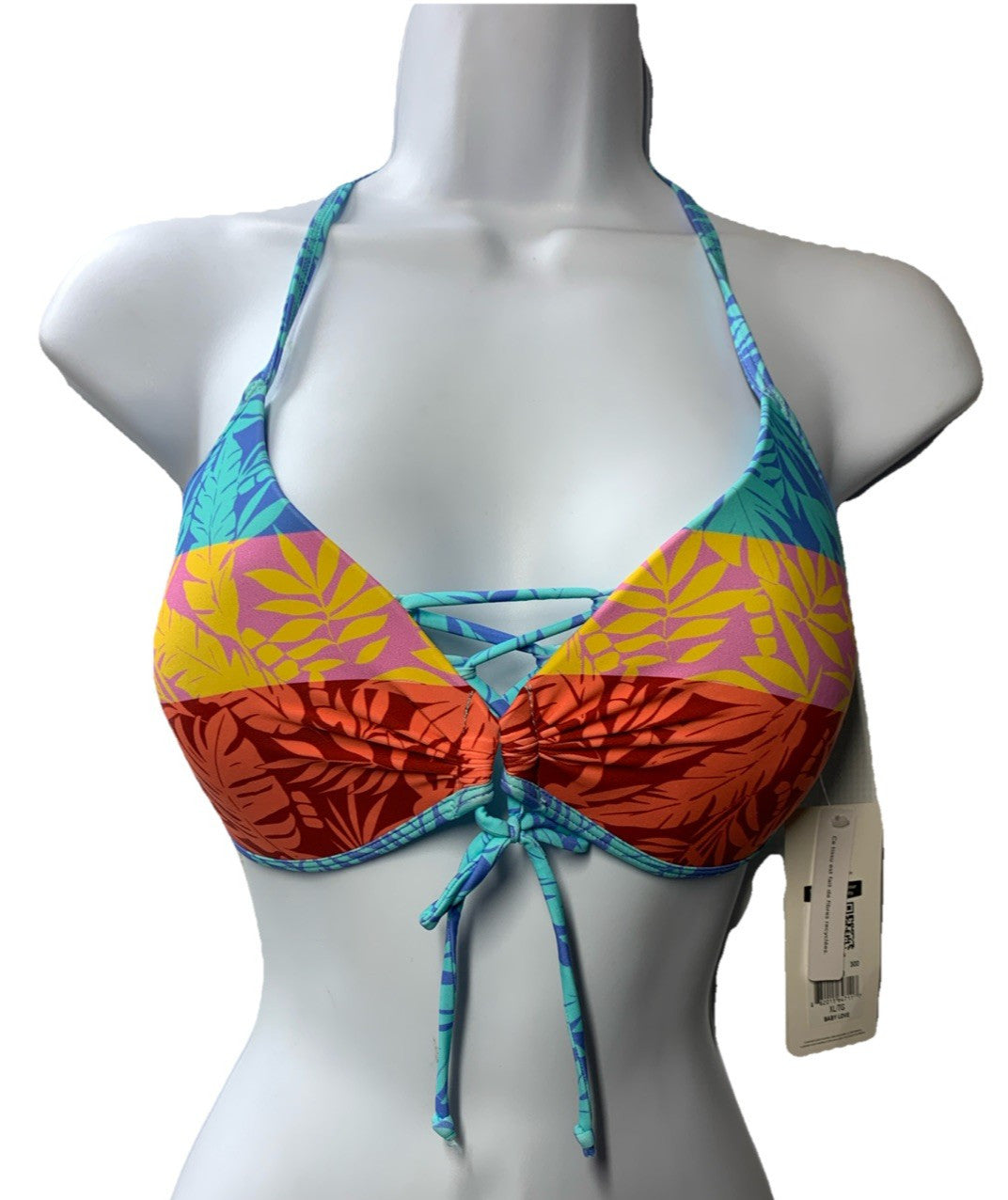 Body Glove Baby Love Molded Cup Triangle Push Up Bikini Top Swimsuit XL Tropical