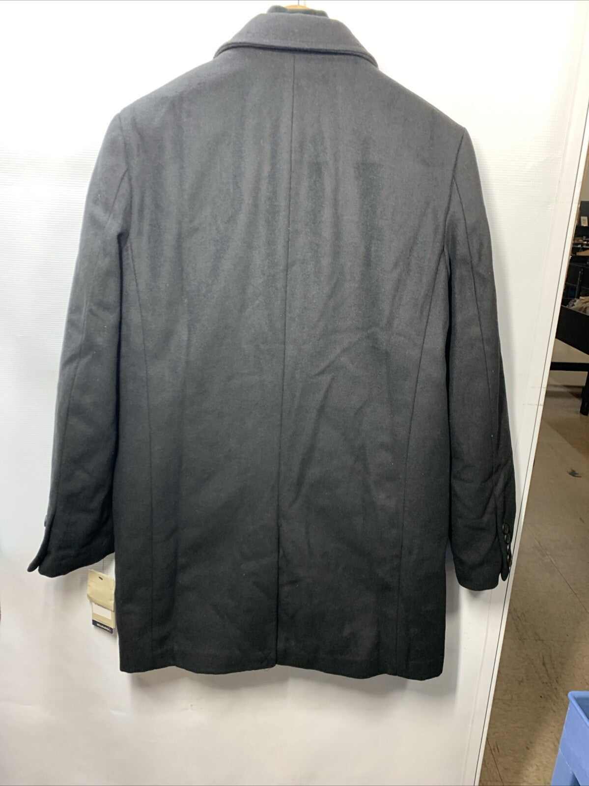 Dockers Men's Henry Wool Blend Top Coat Black Size Large Long Sleeve with Pocket